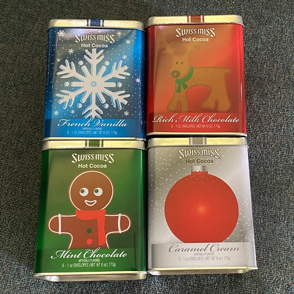 Fun!🎄 Swiss Miss ❄️ Hot Cocoa Christmas Tins ⭐️ Empty ⭐️ Lot of 4 Collectibles - Picture 2 of 13